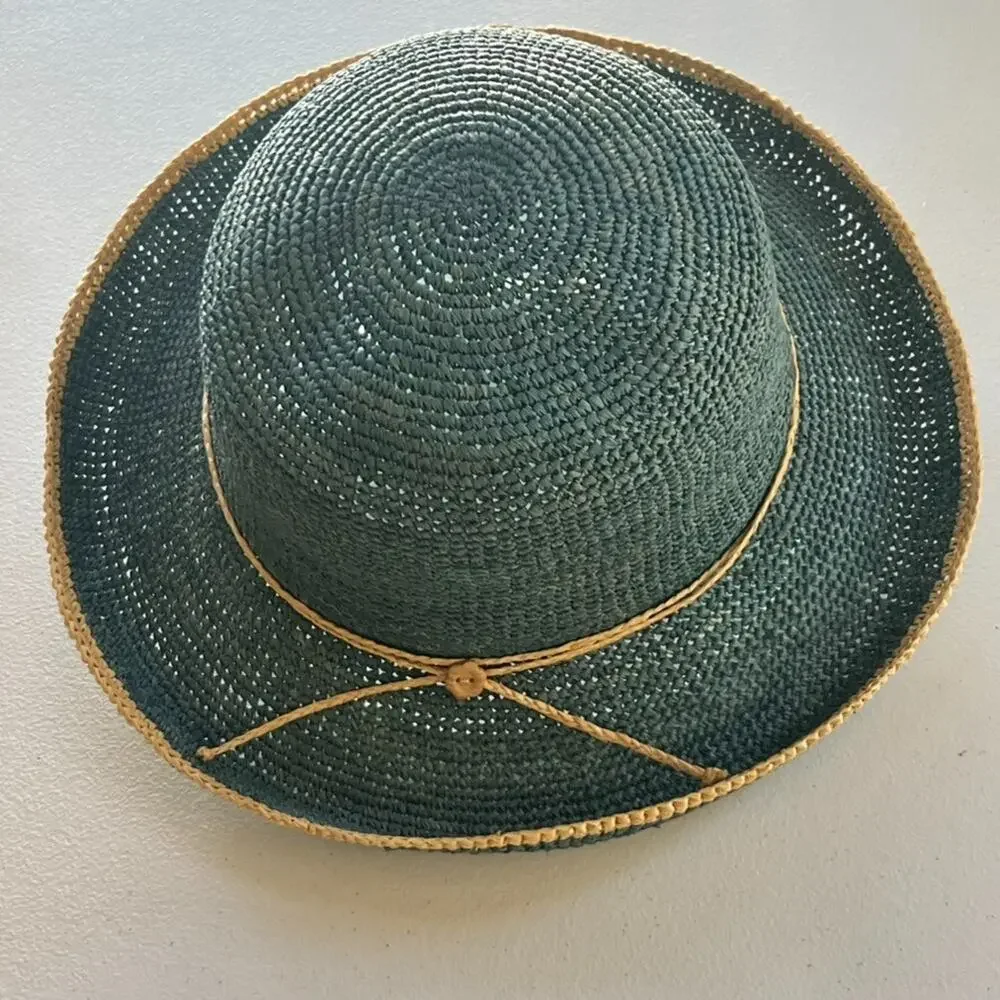 Sunwear Straw Sun Hat Fishing Outdoor Natural Fibers One Size Aqua Blue